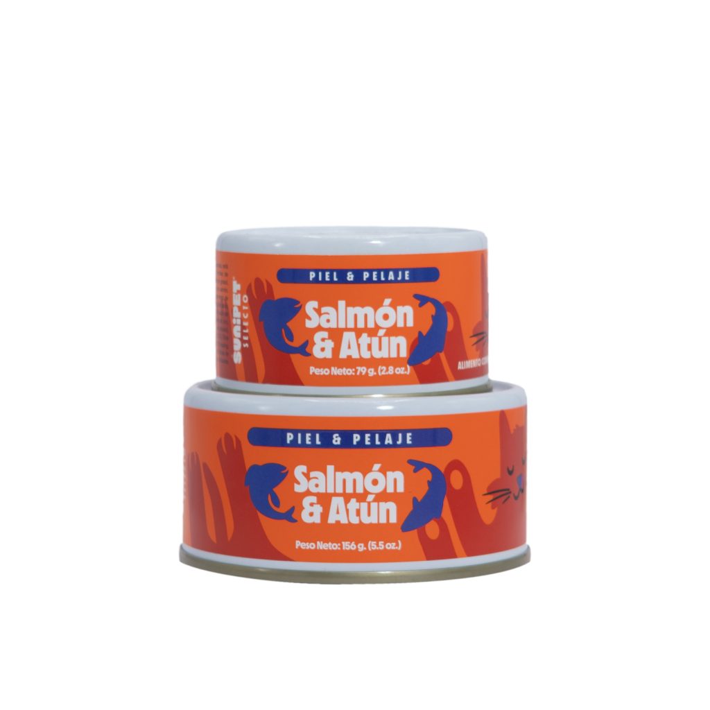 SuniSelecto comida húmeda para gatos Piel y Pelaje Salmón y Atún